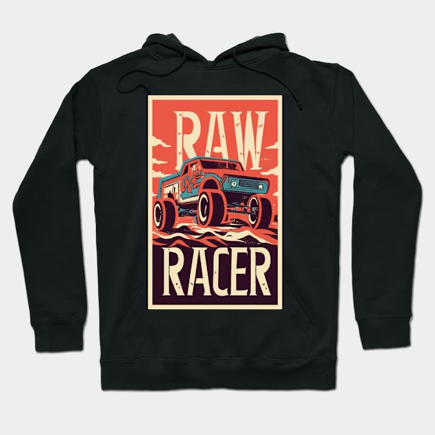 Raw Racer Desert Racing Car Art Hoodie by Abeer Ahmad